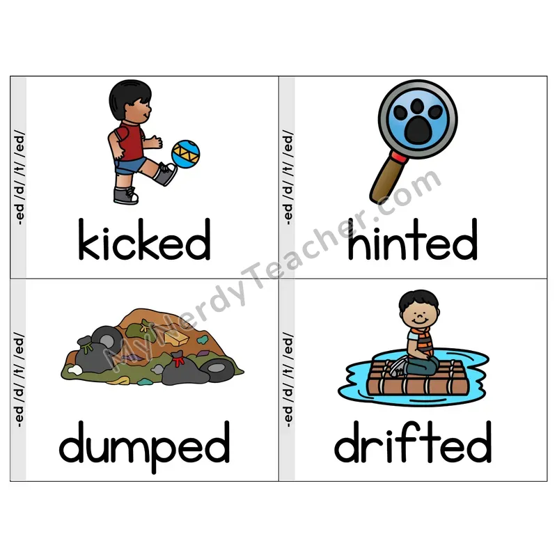 Suffix -ed Phonics Flip Book — Picture & Word