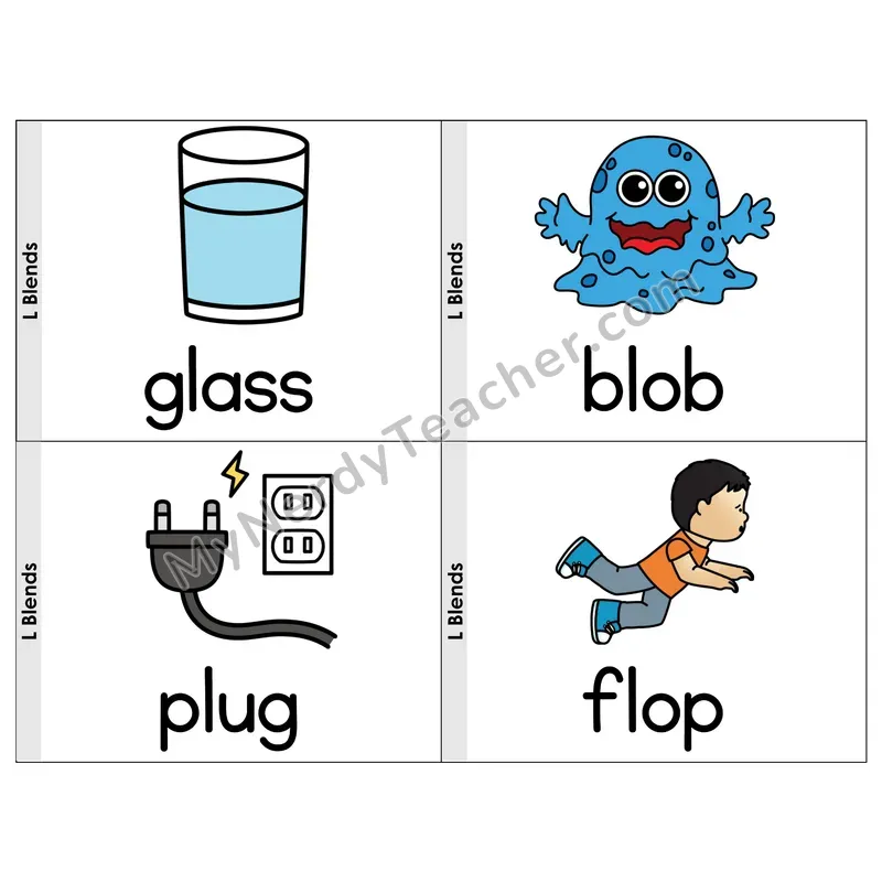 L Blends Phonics Flip Book — Picture & Word