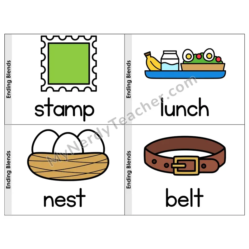 Mixed Ending Blends Phonics Flip Book — Picture & Word