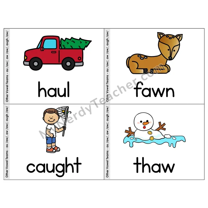 Vowel Teams au/aw/augh Phonics Flip Book — Picture & Word