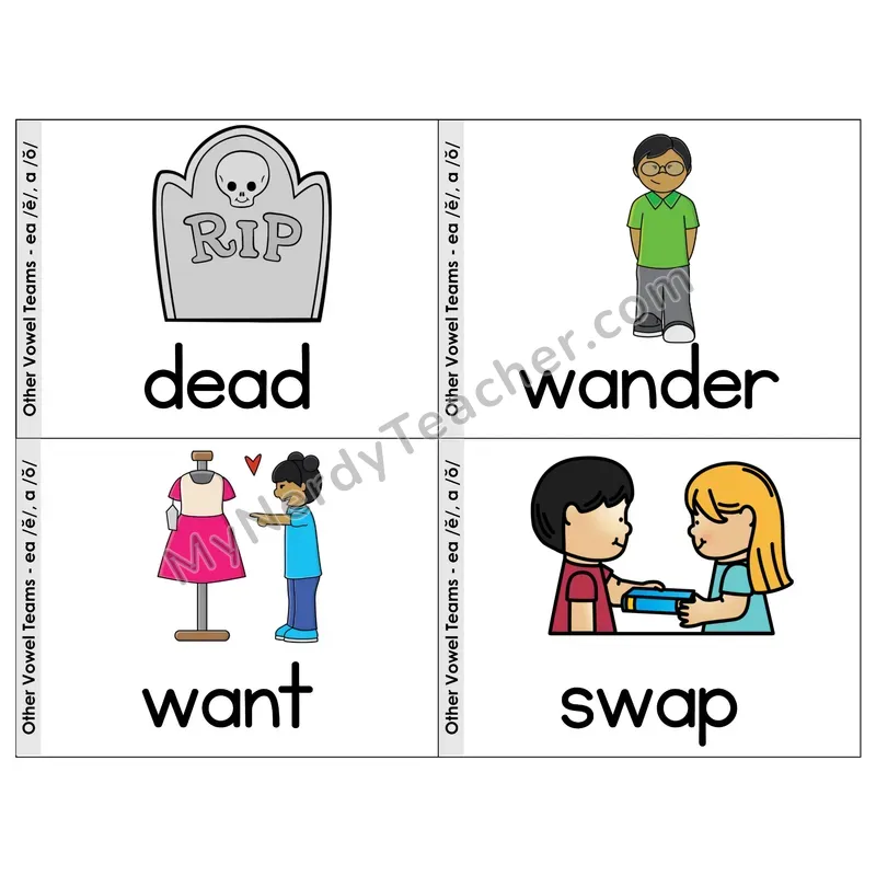 Vowel Team ea (Short Sound) Phonics Flip Book — Picture & Word