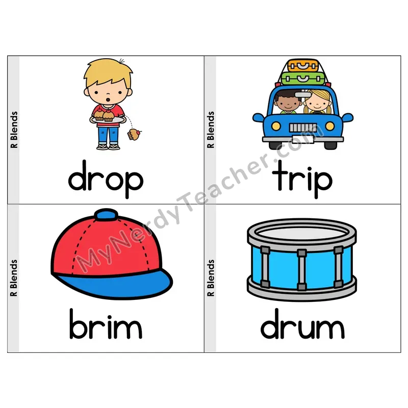 R Blends Phonics Flip Book — Picture & Word
