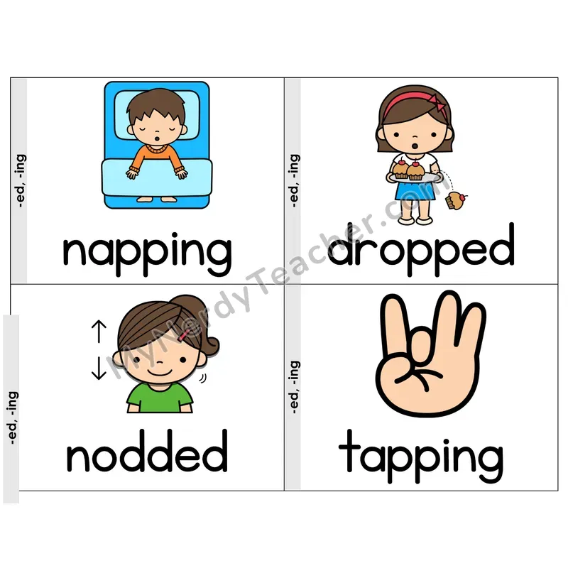 Suffix Doubling Rule (-ed, -ing) Phonics Flip Book — Picture & Word
