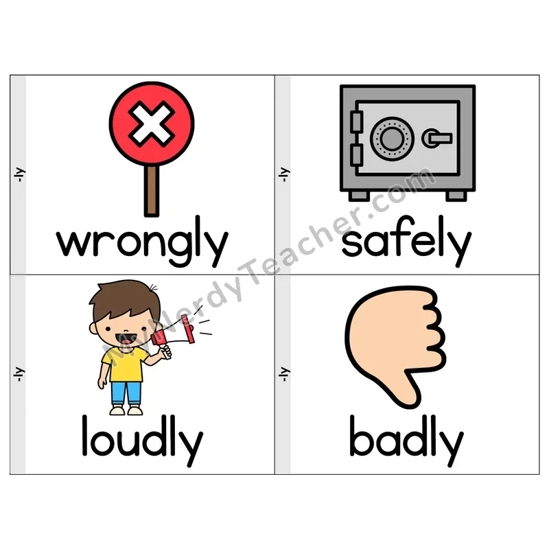 Suffix -LY Phonics Flip Book — Picture & Word
