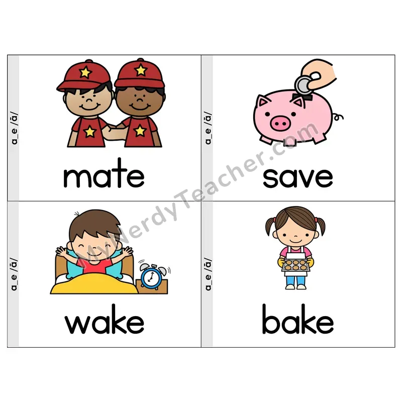 A_E (Long A) VCe Phonics Flip Book — Picture & Word