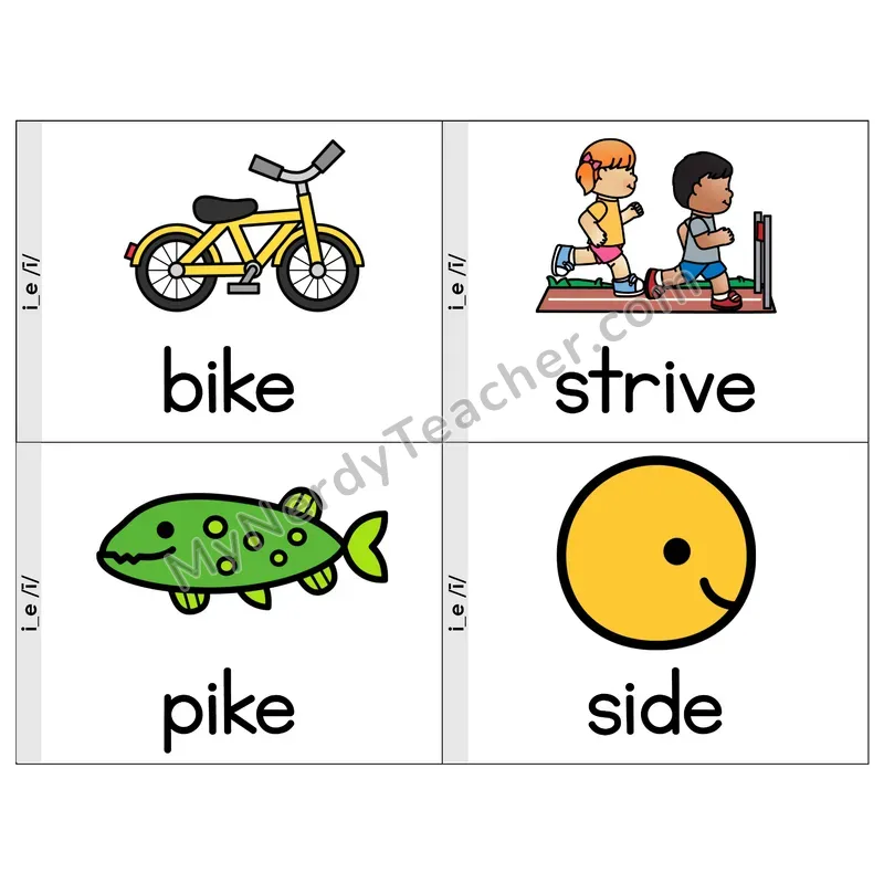 I_E (Long I) VCe Phonics Flip Book — Picture & Word