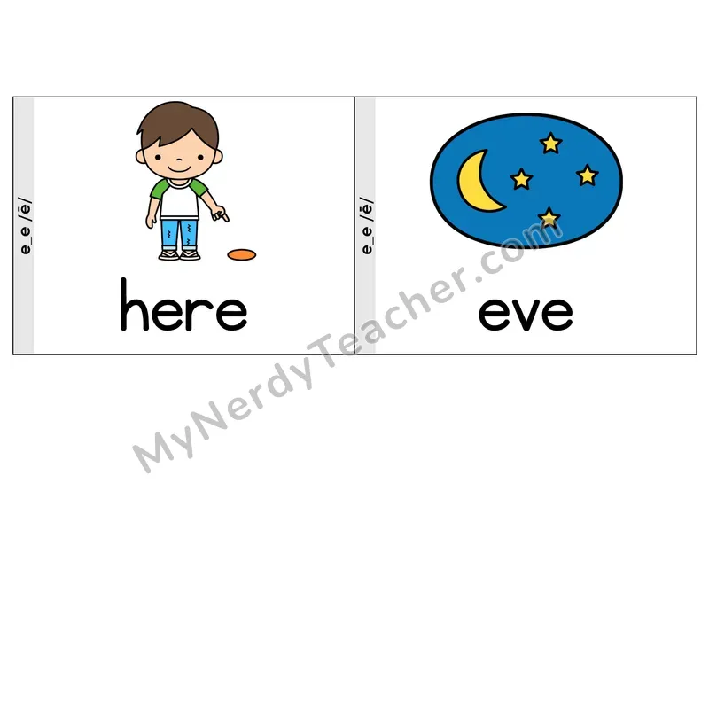 E_E (Long E) VCe Phonics Flip Book — Picture & Word