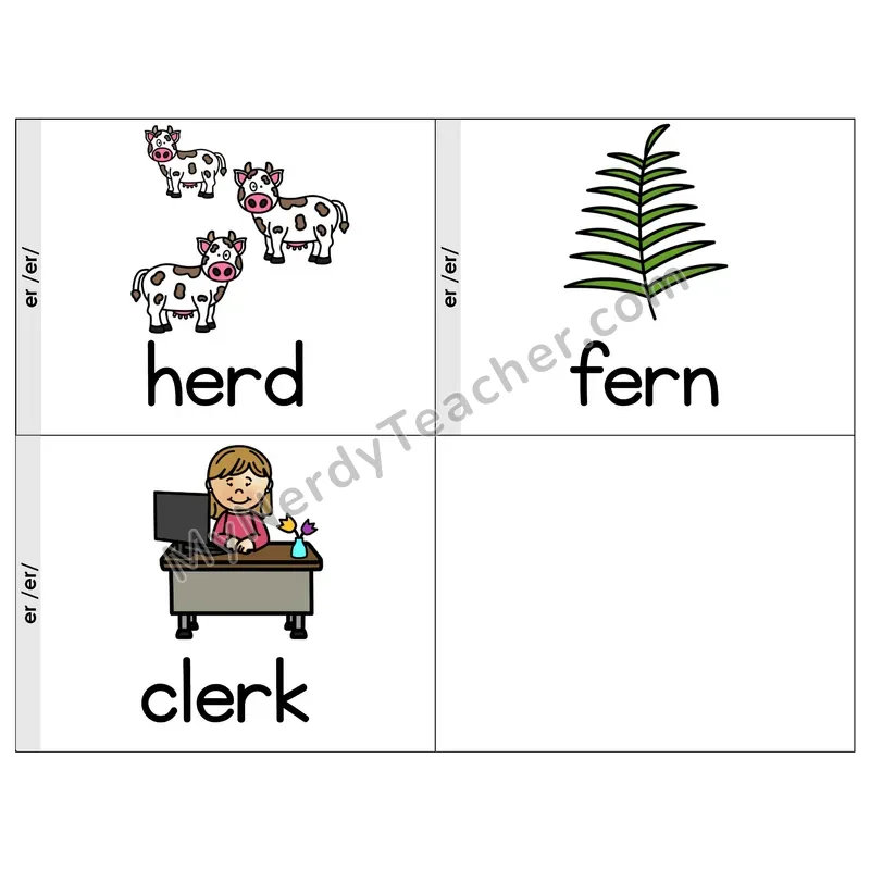 ER R-Controlled Vowel Phonics Flip Book — Picture & Word