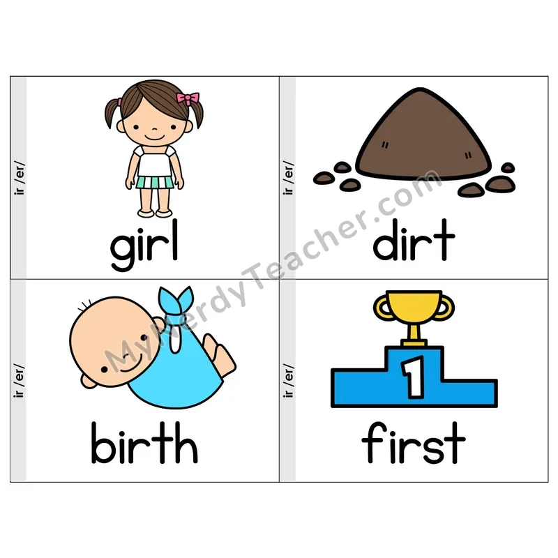 IR R-Controlled Vowel Phonics Flip Book — Picture & Word