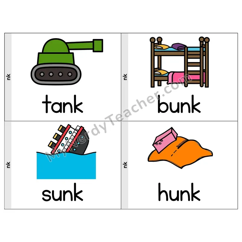 NK Digraph Phonics Flip Book — Picture & Word