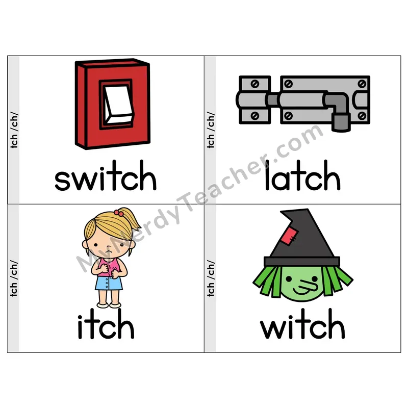 TCH Trigraph Phonics Flip Book — Picture & Word