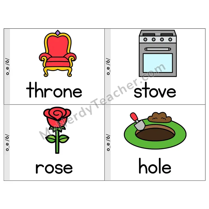 O_E (Long O) VCe Phonics Flip Book — Picture & Word