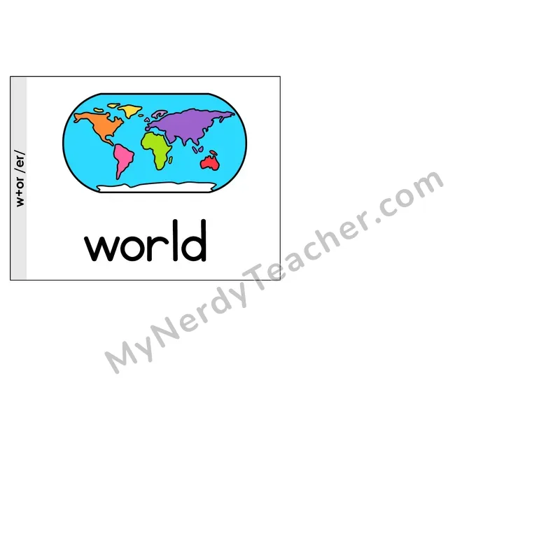W+OR (/wur/) Phonics Flip Book — Picture & Word