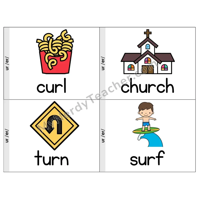 UR R-Controlled Vowel Phonics Flip Book — Picture & Word