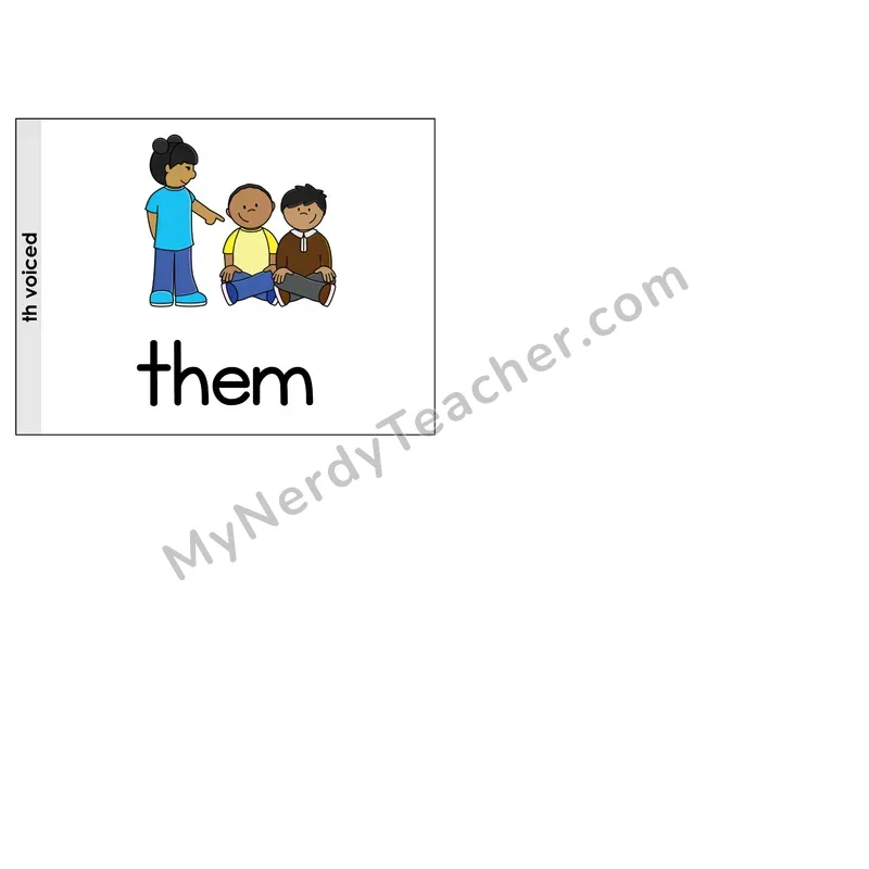 TH (Voiced) Digraph Phonics Flip Book — Picture & Word