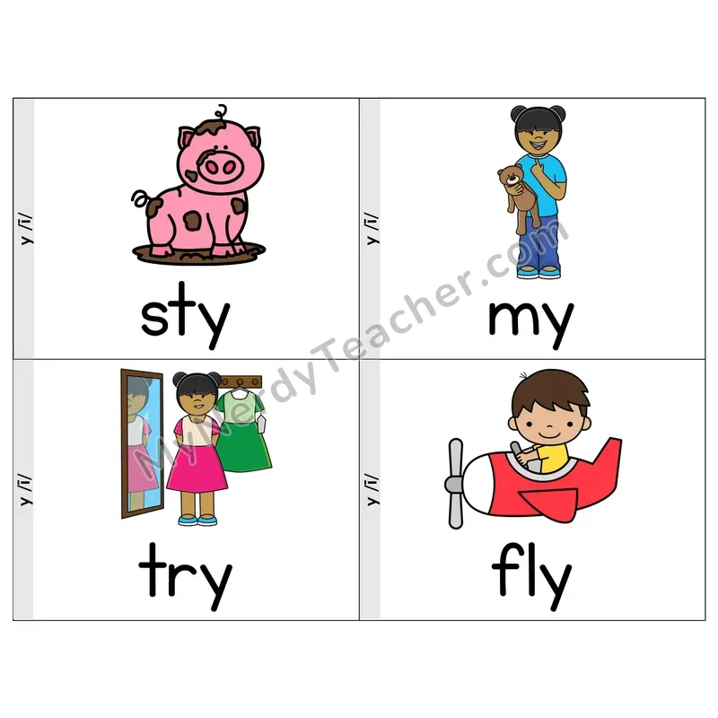 Y as Long I Phonics Flip Book — Picture & Word