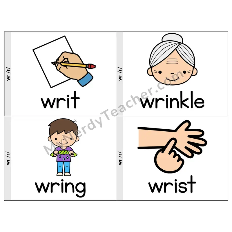 WR Silent Letter Phonics Flip Book — Picture & Word
