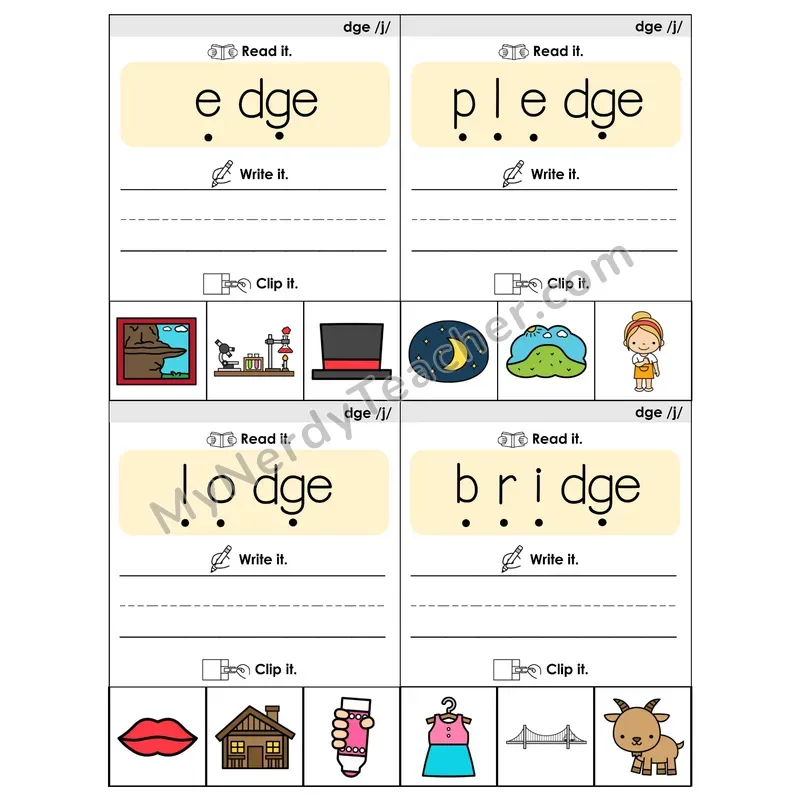 DGE Trigraph Phonics Flip Book — Blend, Segment, Write & Clip