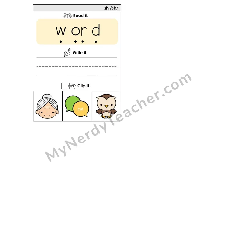 W+OR (/wur/) Phonics Flip Book — Blend, Segment, Write & Clip
