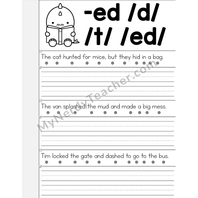 Reading -ed Ending Words Flip Book — Read & Write (B&W)