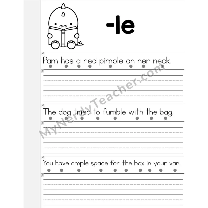 Reading -le Syllable Words Flip Book — Read & Write (B&W)