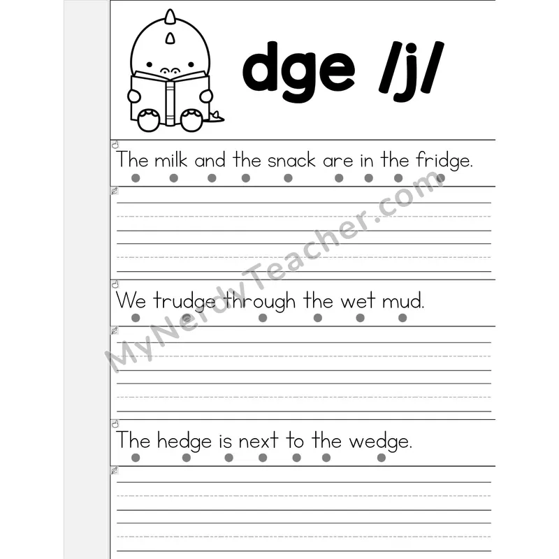 DGE Trigraph Phonics Flip Book — Read & Write the Sentence — B&W