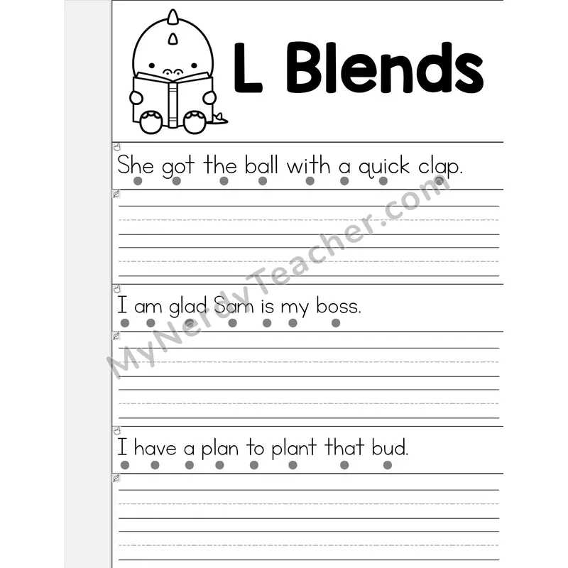 L Blends Phonics Flip Book — Read & Write the Sentence