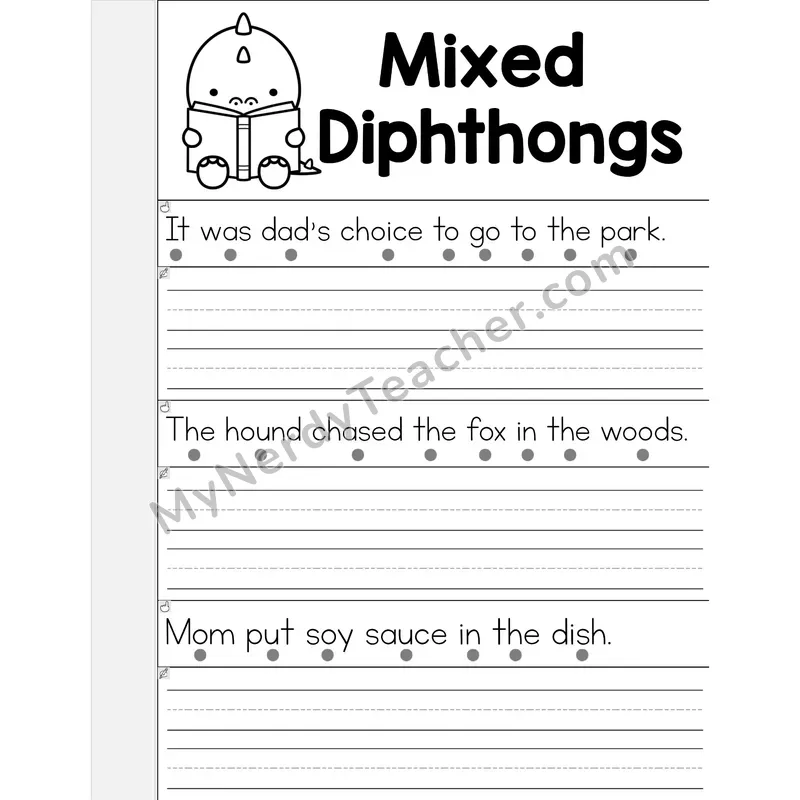 Mixed Diphthongs Review Phonics Flip Book — Read & Write the Sentence