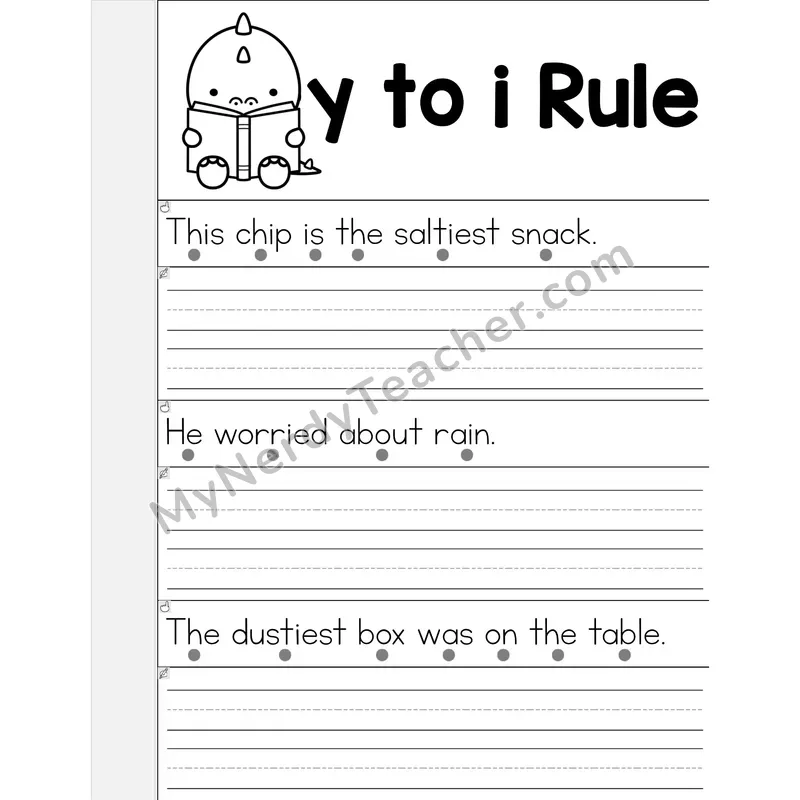 Suffix Spelling Changes: Y-to-I Rule Phonics Flip Book — Read & Write the Sentence