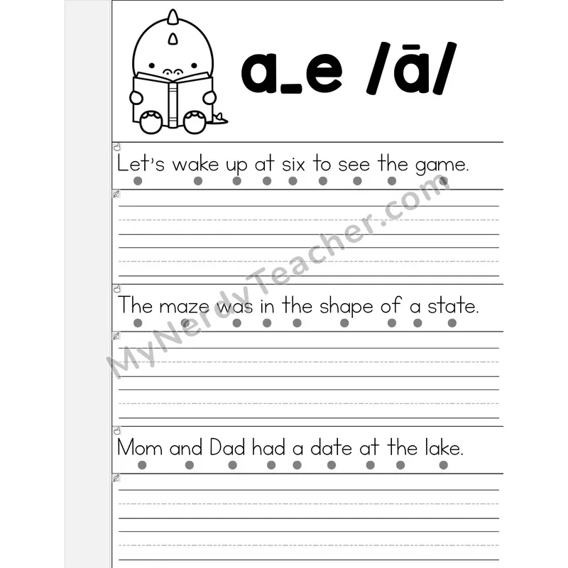 A_E (Long A) VCe Phonics Flip Book — Read & Write the Sentence