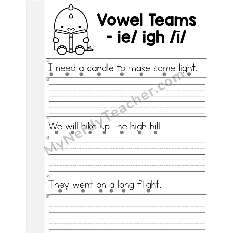 IE/IGH Vowel Teams Phonics Flip Book — Read & Write the Sentence