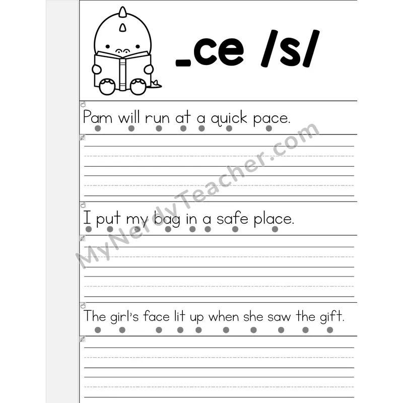 _CE (/s/) Spelling Pattern Phonics Flip Book — Read & Write the Sentence
