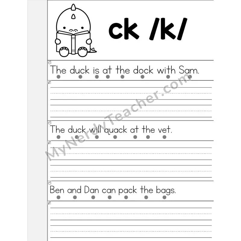 CK Digraph Phonics Flip Book — Read & Write the Sentence