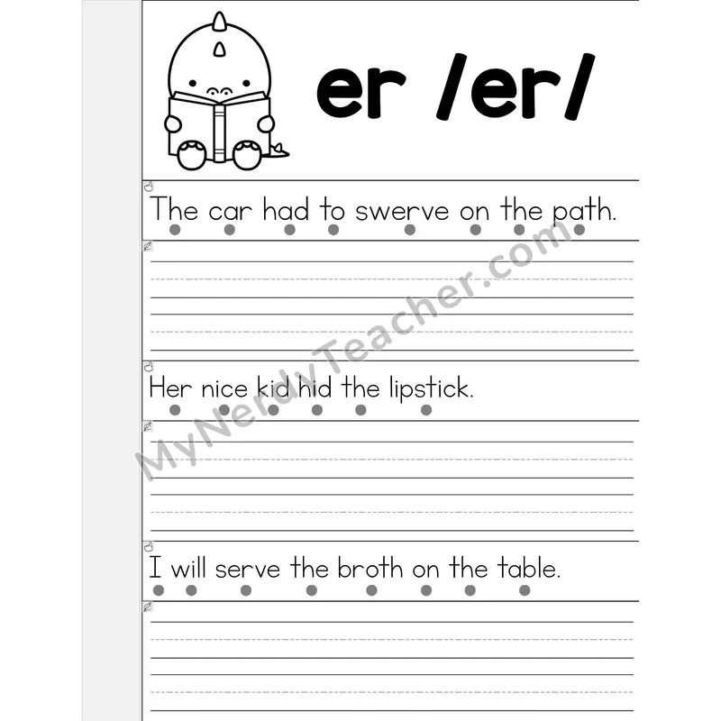 ER R-Controlled Vowel Phonics Flip Book — Read & Write the Sentence