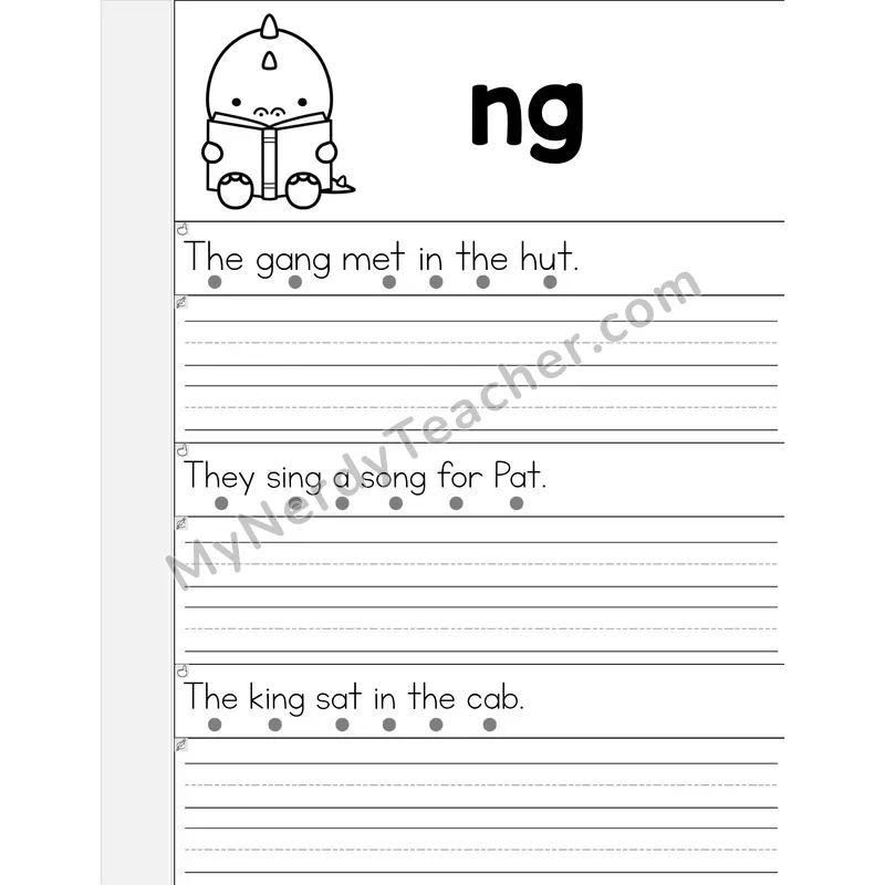 NG Digraph Phonics Flip Book — Read & Write the Sentence
