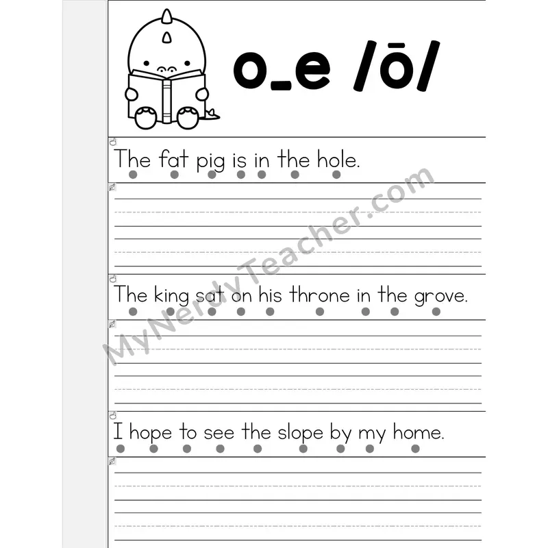 O_E (Long O) VCe Phonics Flip Book — Read & Write the Sentence