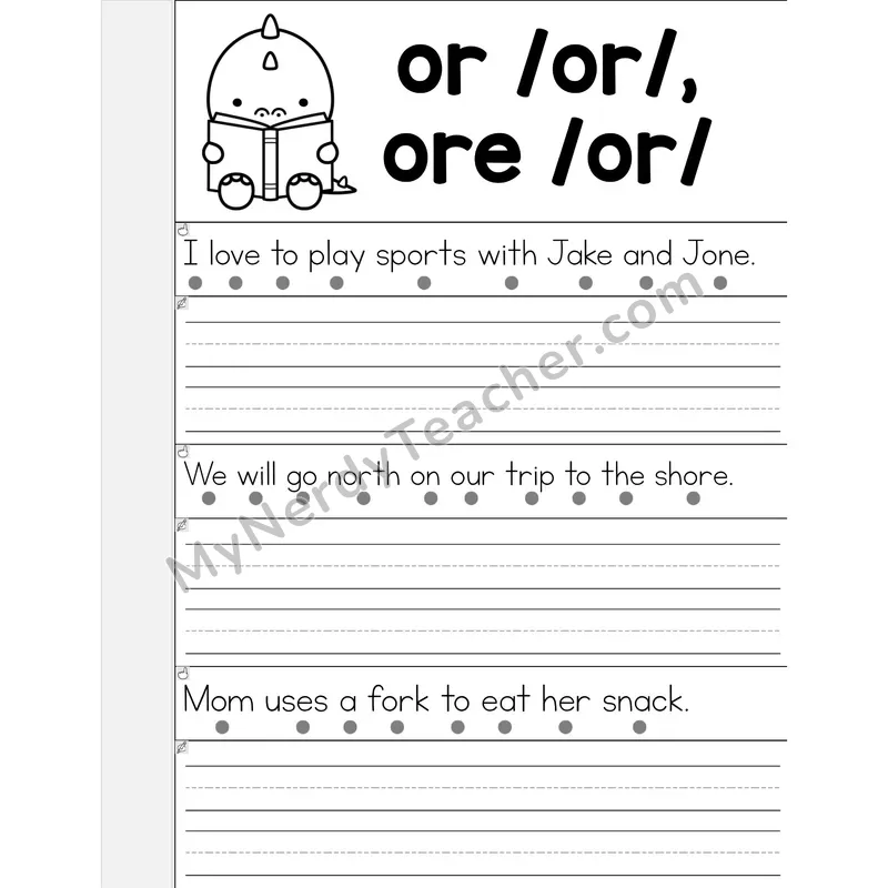 OR/ORE R-Controlled Vowel Phonics Flip Book — Read & Write the Sentence