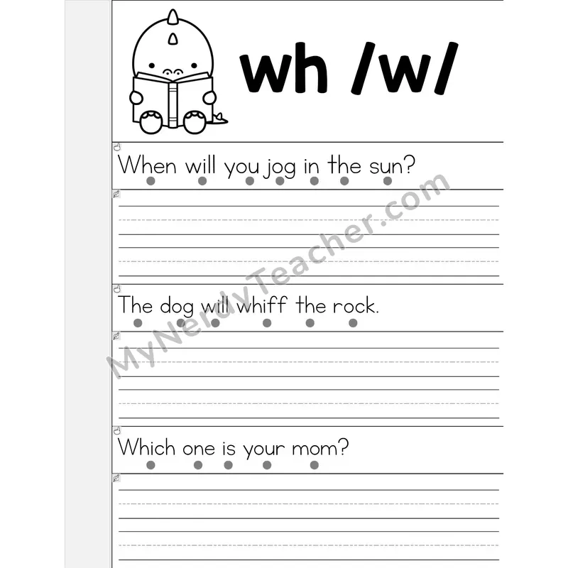 WH Digraph Phonics Flip Book — Read & Write the Sentence
