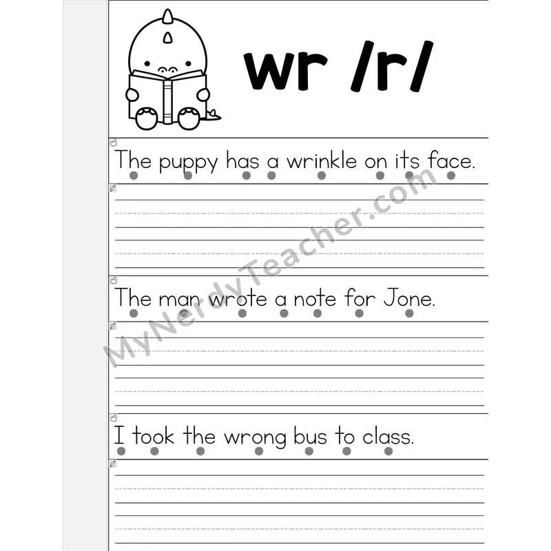 WR Silent Letter Phonics Flip Book — Read & Write the Sentence