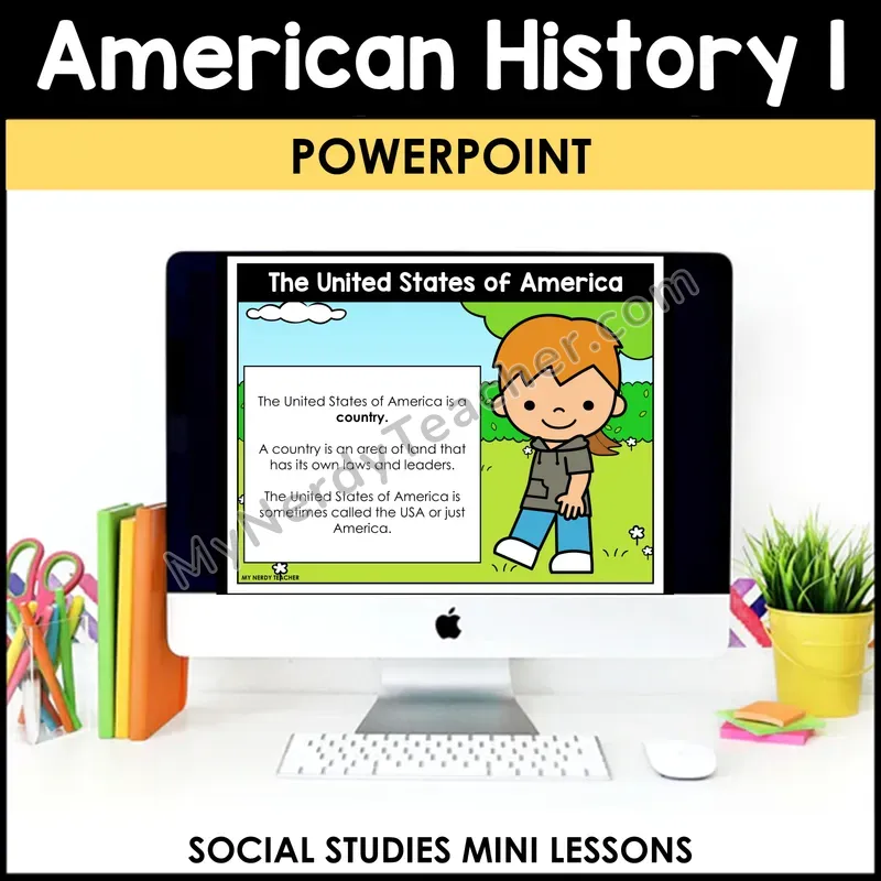 American History Mini Lesson Part 1 — Early America for Kids — Editable PowerPoint