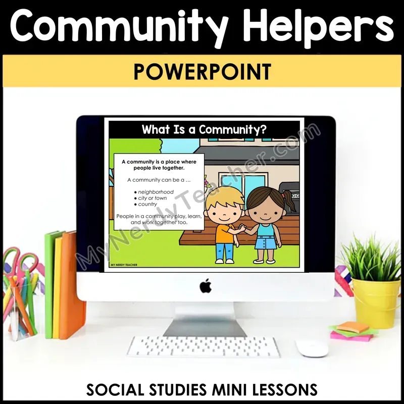 Community Helpers Social Studies Mini Lesson — Jobs in Our Community — Editable PowerPoint
