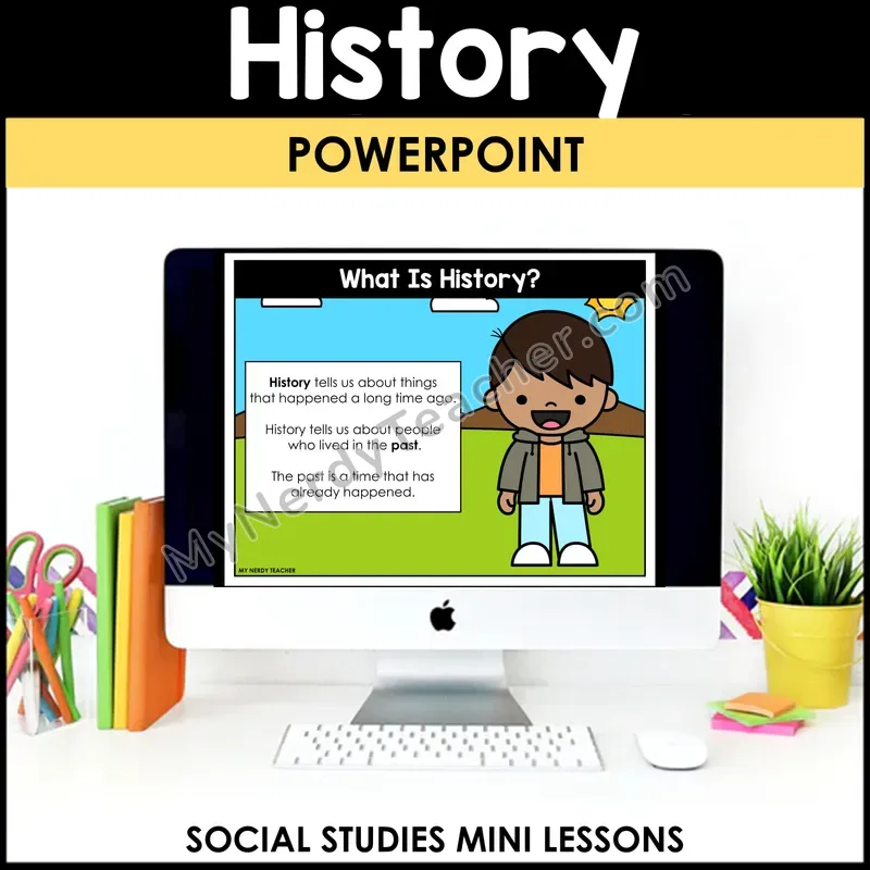 History Social Studies Mini Lesson — Past, Present, and Future — Editable PowerPoint