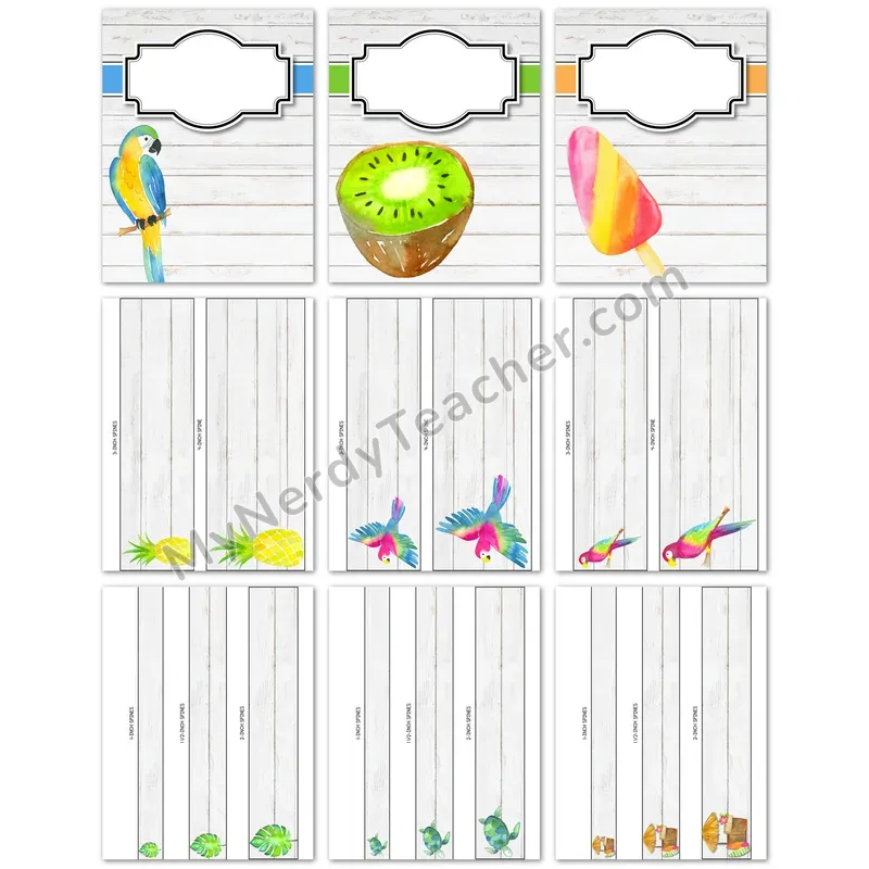 Editable Binder Covers and Spines — Tropical Design