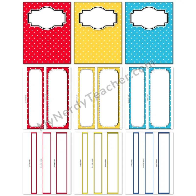 Editable Binder Covers and Spines — Polka Dot Design