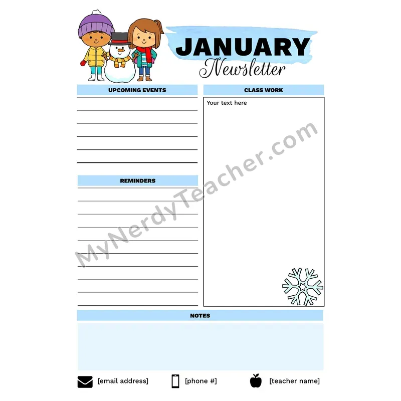 Monthly Classroom Newsletter Template — Editable Color Design