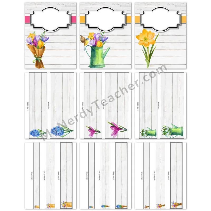 Editable Binder Covers and Spines — Floral Design
