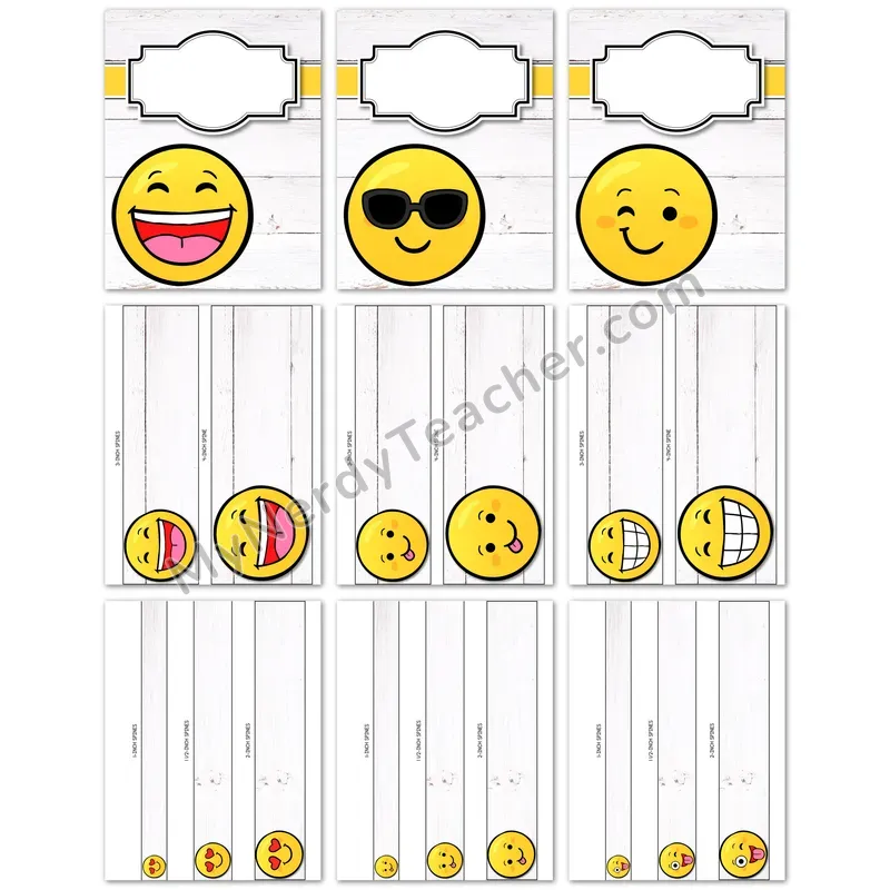 Editable Binder Covers and Spines — Emoji Design