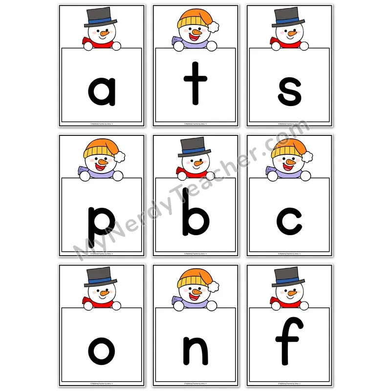 Visual Drill Cards — Winter Set 1 Phonics Sound Cards