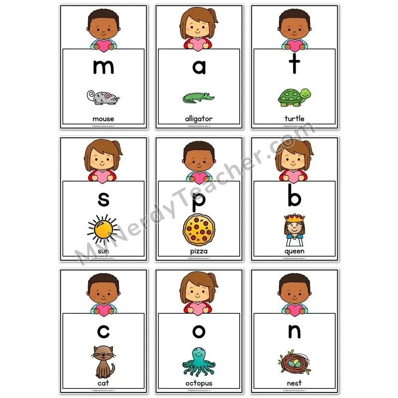 Visual Drill Cards — VDay Set 2 Phonics Sound Cards