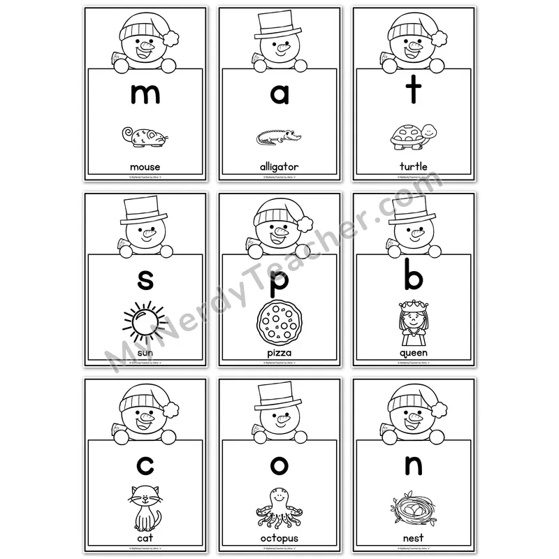 Visual Drill Cards — Winter Set 2 Phonics Sound Cards